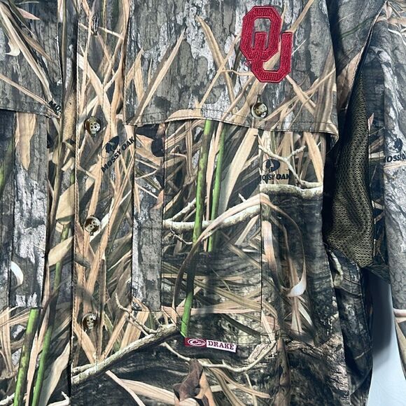 🔥Camo DRAKE WATERFOWL x OKLAHOMA SOONERS Short Sleeve Button Down Shirt - Sz XL - Picture 4 of 11